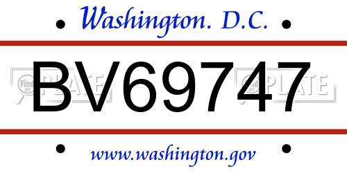 BV69747 District Of Columbia License Plate