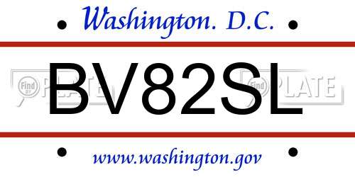 BV82SL District Of Columbia License Plate