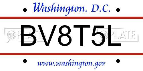 BV8T5L District Of Columbia License Plate
