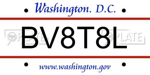 BV8T8L District Of Columbia License Plate