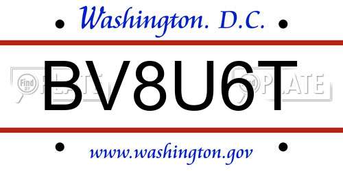 BV8U6T District Of Columbia License Plate