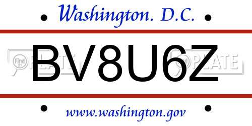 BV8U6Z District Of Columbia License Plate