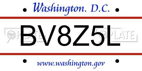 BV8Z5L District Of Columbia License Plate