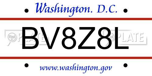 BV8Z8L District Of Columbia License Plate
