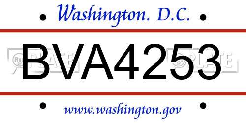 BVA4253 District Of Columbia License Plate