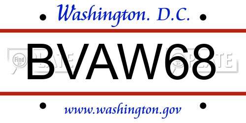 BVAW68 District Of Columbia License Plate