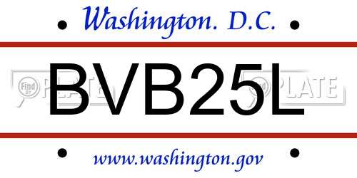 BVB25L District Of Columbia License Plate