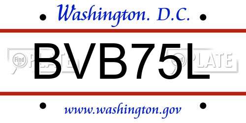 BVB75L District Of Columbia License Plate