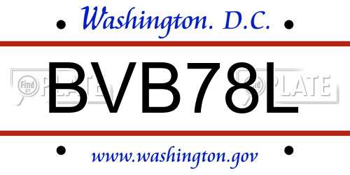 BVB78L District Of Columbia License Plate
