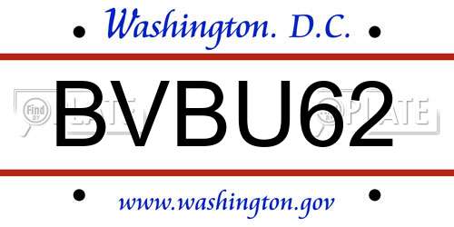 BVBU62 District Of Columbia License Plate