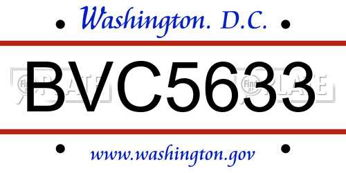 BVC5633 District Of Columbia License Plate