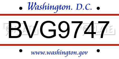 BVG9747 District Of Columbia License Plate