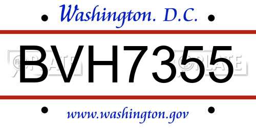 BVH7355 District Of Columbia License Plate