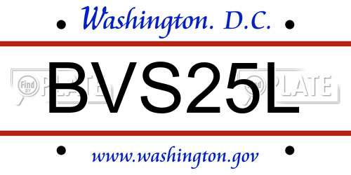 BVS25L District Of Columbia License Plate