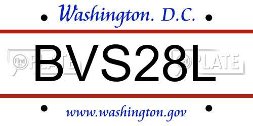 BVS28L District Of Columbia License Plate