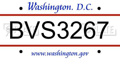 BVS3267 District Of Columbia License Plate
