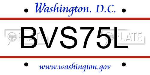 BVS75L District Of Columbia License Plate