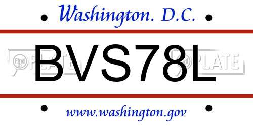 BVS78L District Of Columbia License Plate