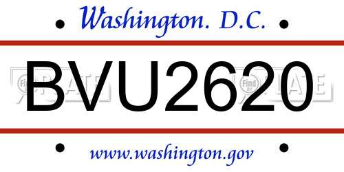 BVU2620 District Of Columbia License Plate