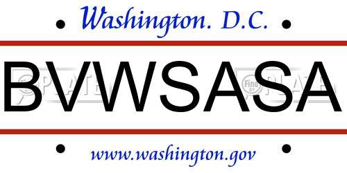 BVWSASA District Of Columbia License Plate