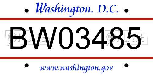 BW03485 District Of Columbia License Plate