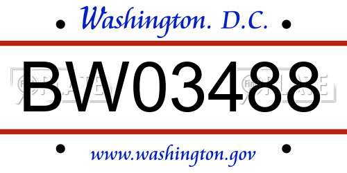 BW03488 District Of Columbia License Plate