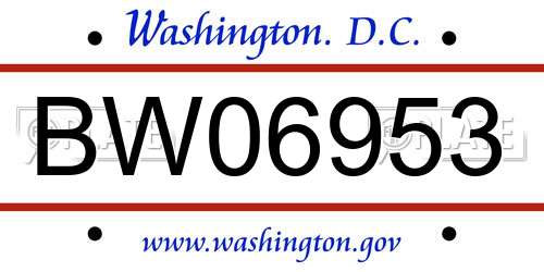 BW06953 District Of Columbia License Plate