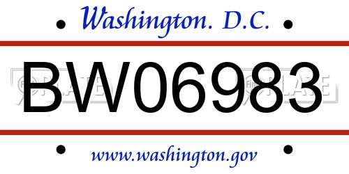 BW06983 District Of Columbia License Plate