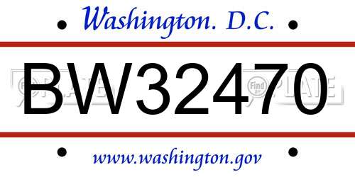 BW32470 District Of Columbia License Plate
