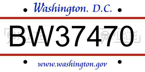 BW37470 District Of Columbia License Plate
