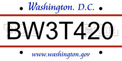 BW3T420 District Of Columbia License Plate