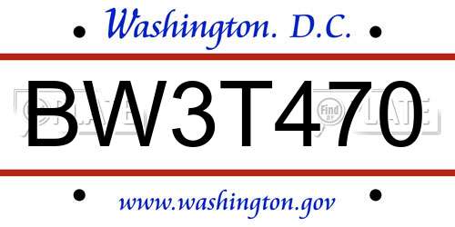 BW3T470 District Of Columbia License Plate