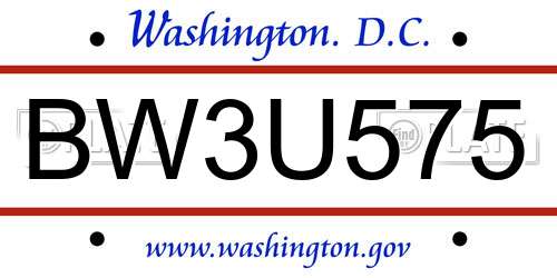 BW3U575 District Of Columbia License Plate