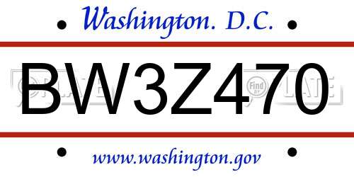BW3Z470 District Of Columbia License Plate