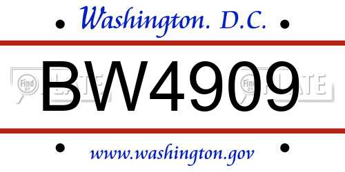 BW4909 District Of Columbia License Plate