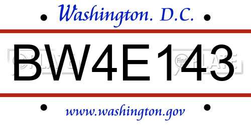 BW4E143 District Of Columbia License Plate