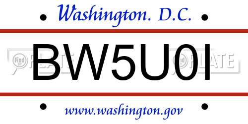 BW5U0I District Of Columbia License Plate
