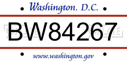 BW84267 District Of Columbia License Plate