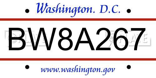 BW8A267 District Of Columbia License Plate