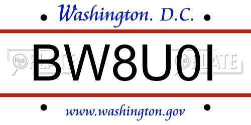 BW8U0I District Of Columbia License Plate