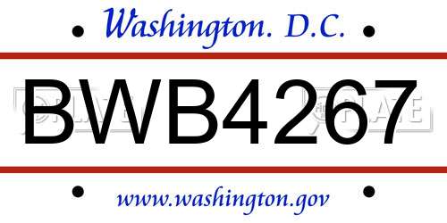 BWB4267 District Of Columbia License Plate