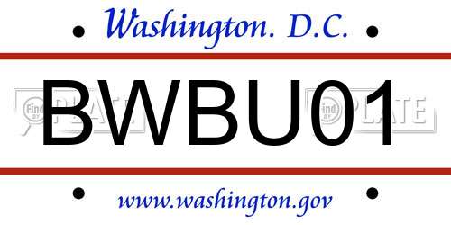 BWBU01 District Of Columbia License Plate