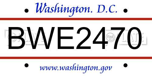 BWE2470 District Of Columbia License Plate