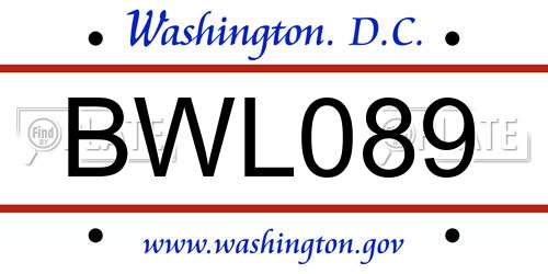 BWL089 District Of Columbia License Plate