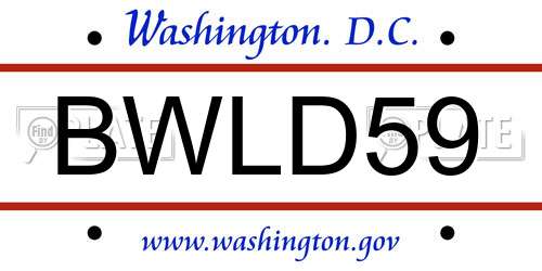 BWLD59 District Of Columbia License Plate