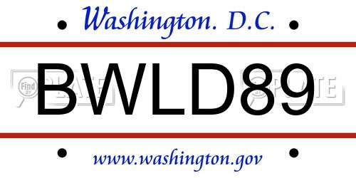 BWLD89 District Of Columbia License Plate