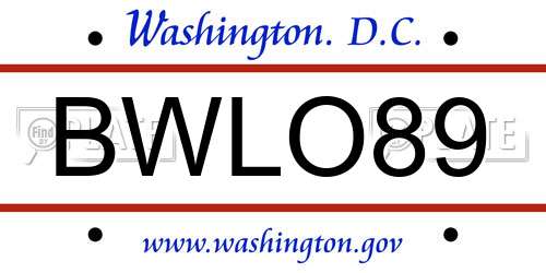 BWLO89 District Of Columbia License Plate