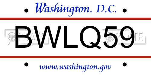 BWLQ59 District Of Columbia License Plate