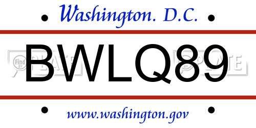 BWLQ89 District Of Columbia License Plate