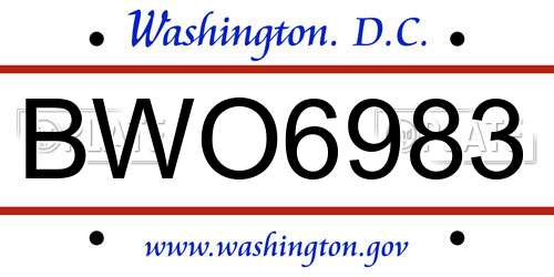 BWO6983 District Of Columbia License Plate